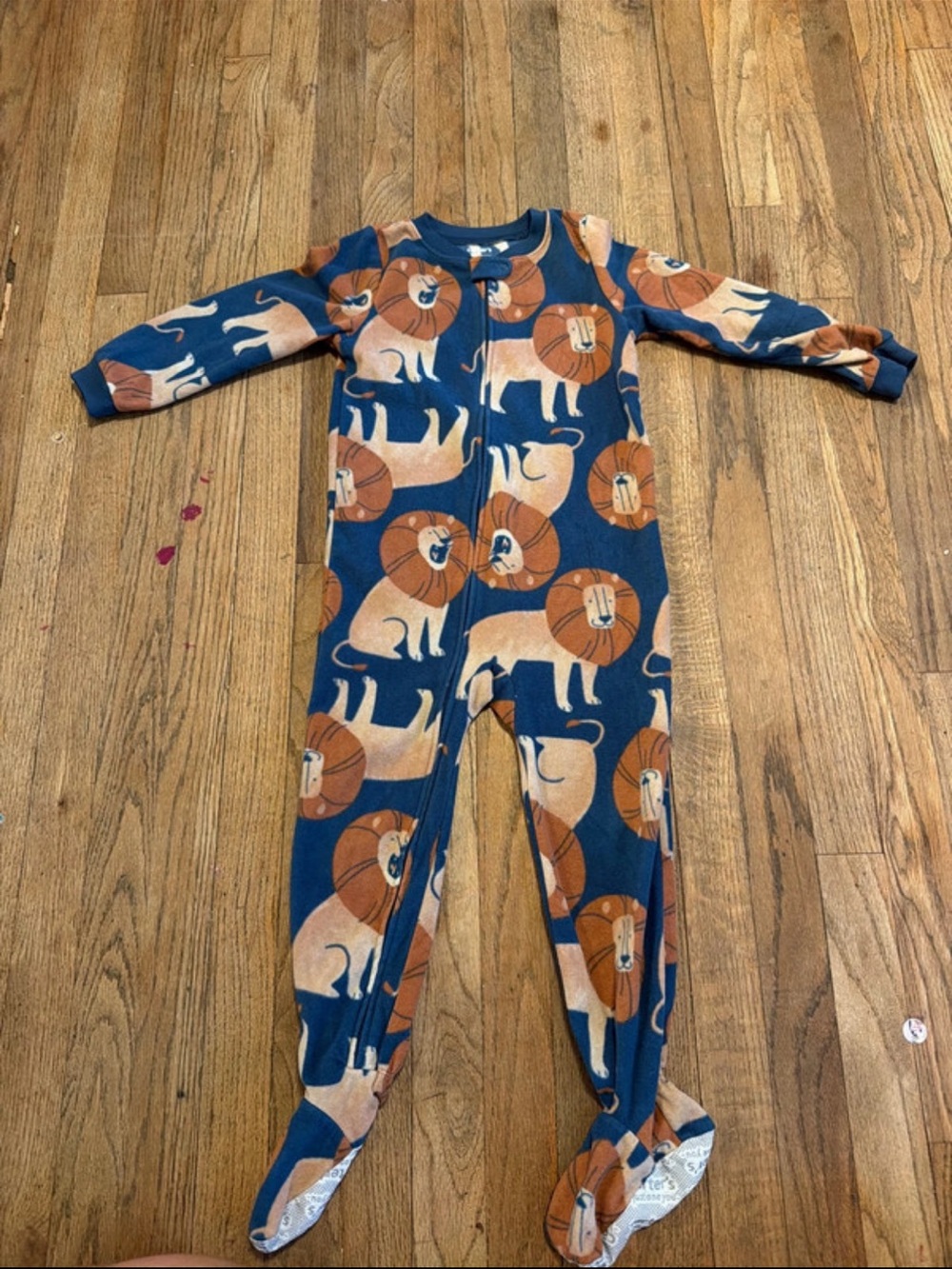 Carter's Lion Print Footed One-Piece Pajama - Blue & Tan